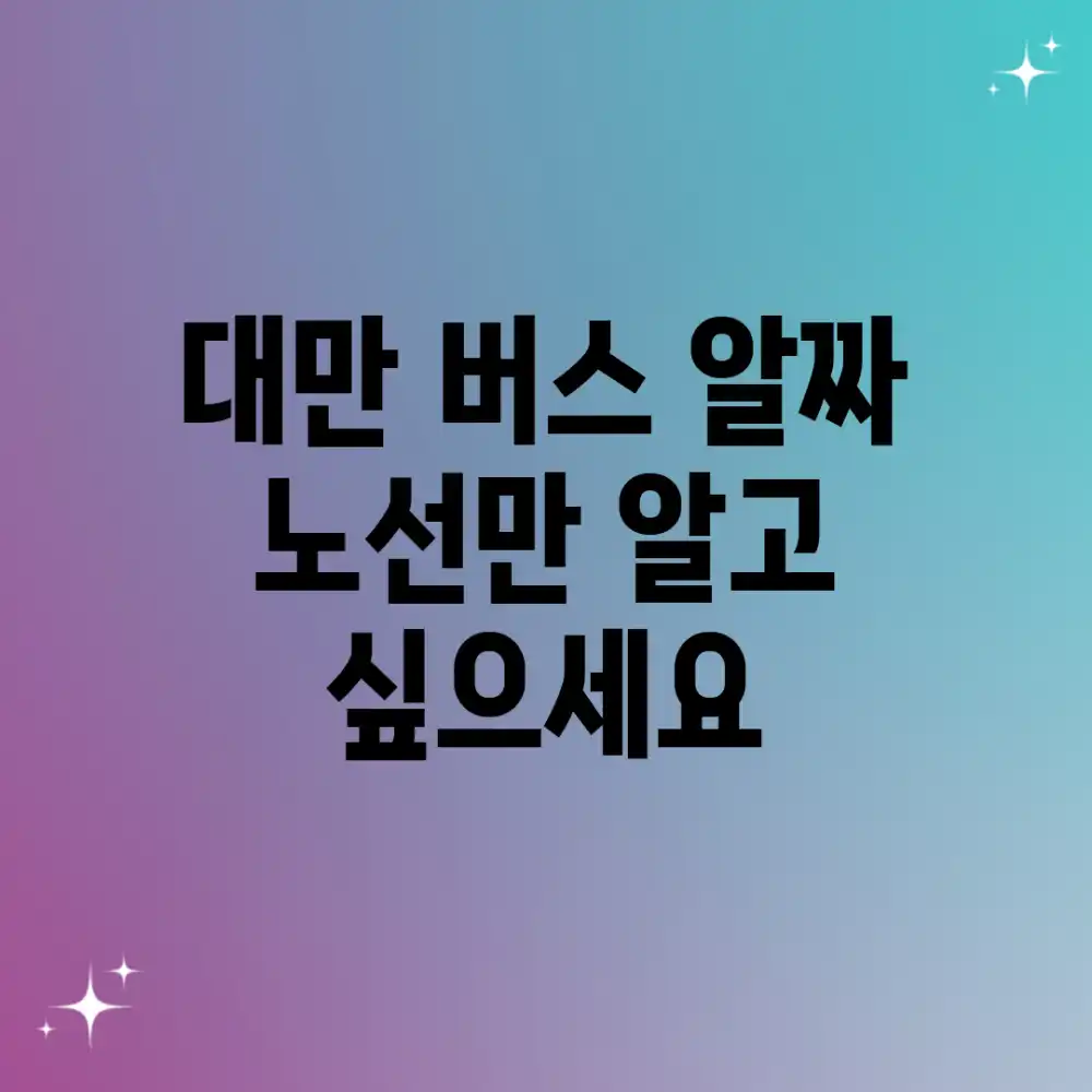 대만 버스, 알짜 노선만 알고 싶으세요?