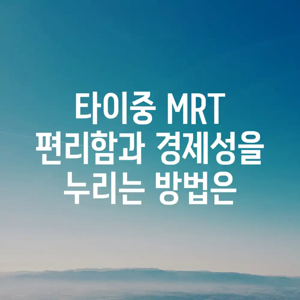 타이중 MRT, 편리함과 경제성을 누리는 방법은?
