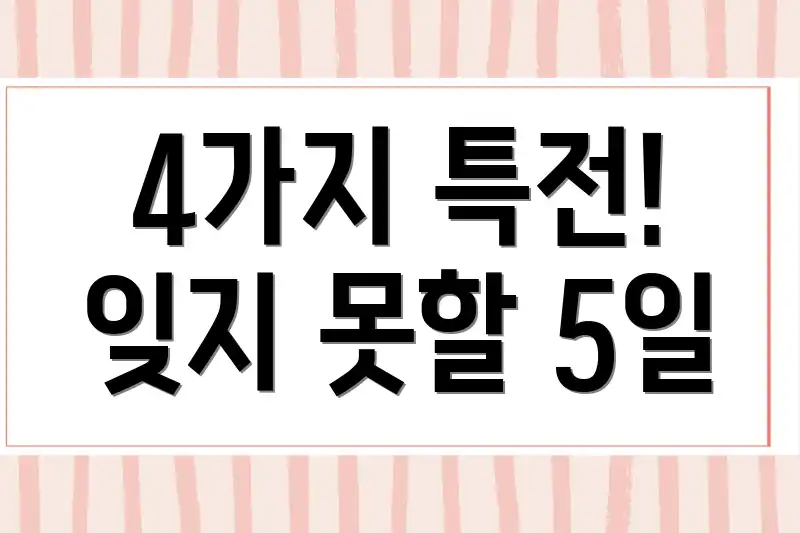 4가지 특전! 잊지 못할 5일