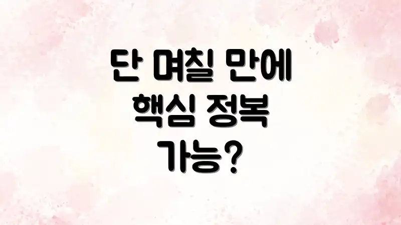 단 며칠 만에 핵심 정복 가능?