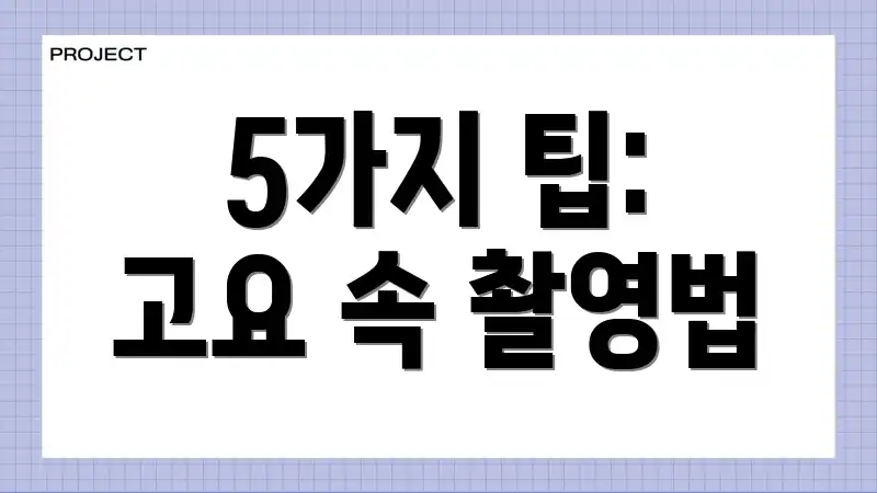 5가지 팁: 고요 속 촬영법