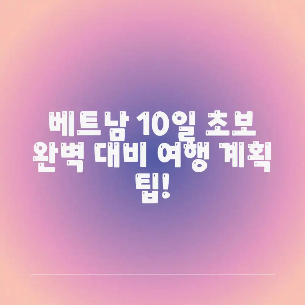 초보도! 베트남 10일 여정, 쉬운 여행 계획 팁