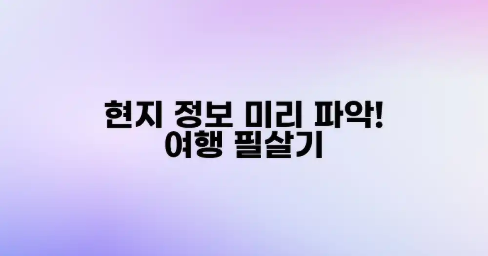 4. 현지 정보, 미리 파악하세요