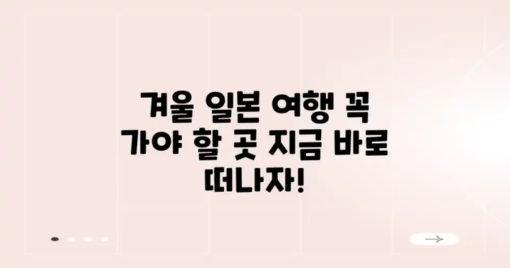 겨울에도 일본? 어디가 좋을까?